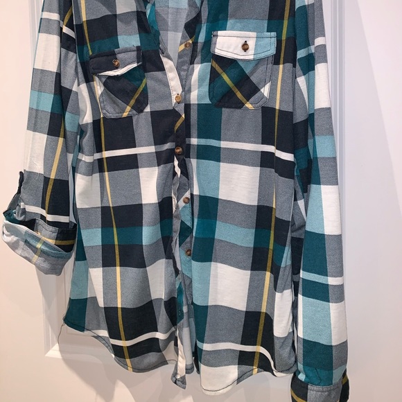 Long Plaid Button-up Shirt - Picture 7 of 8